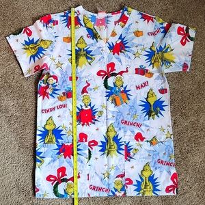 Dr Seuss Grinch Unisex Christmas Scrub Top